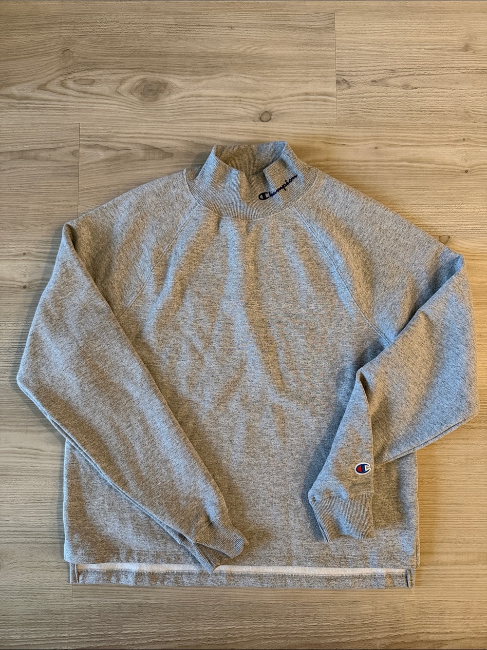 Champion Gray Embroidered Mock Neck Sweatshirt Pullover Size M